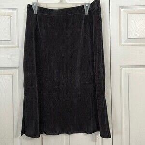 ANN TAYLOR NWT Size 10 Black Ribbed Lined Pull On Midi Skirt Stretch Slinky